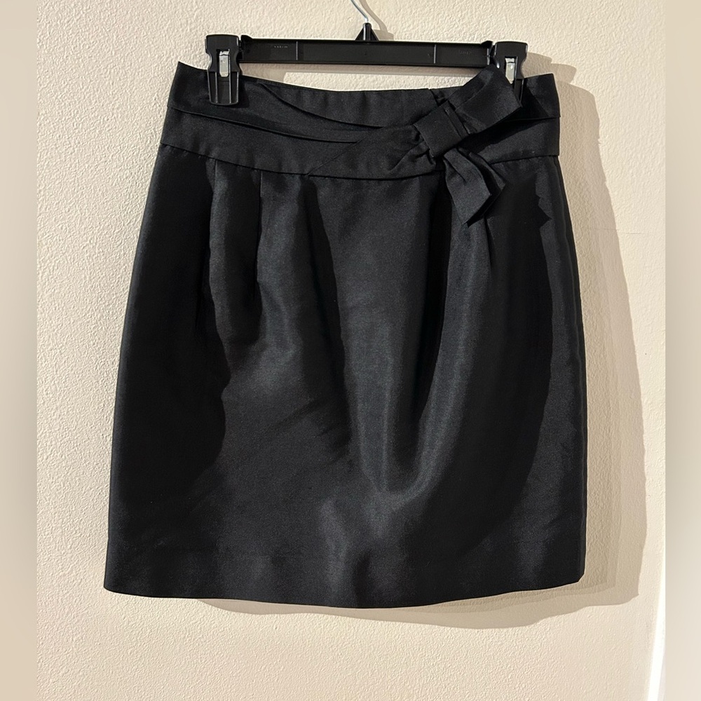 Kate Spade New York Silk Blend Lined Black Side Bow Tie Skirt Size 4